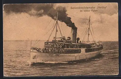 AK Salonschnelldampfer Hertha in voller Fahrt