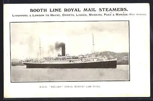 AK Passagierschiff RMS Hilary auf See