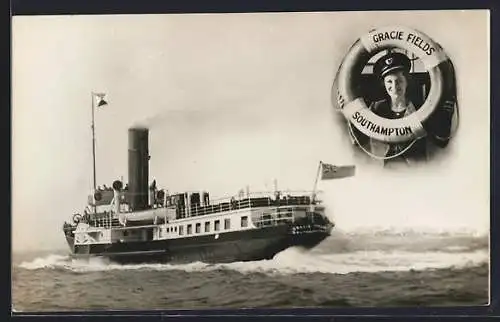 AK Dampfer Gracie Fields in voller Fahrt