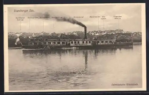 AK Salondampfer Wittelsbach auf dem Starnberger See