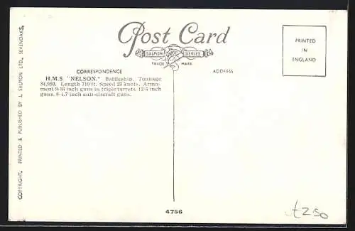 Künstler-AK HMS Nelson in Fahrt