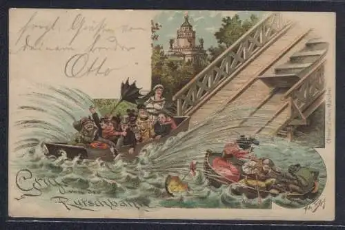 Künstler-AK Arthur Thiele: Wasser-Rutschbahn