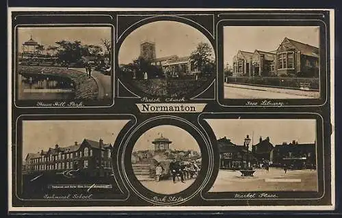 AK Normanton, Parish Church, Free Library, Market Place