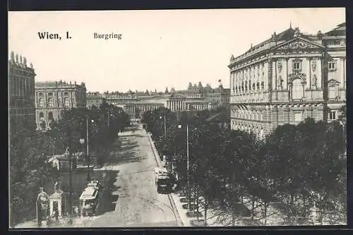 AK Wien, Burgring mit Strassenbahn