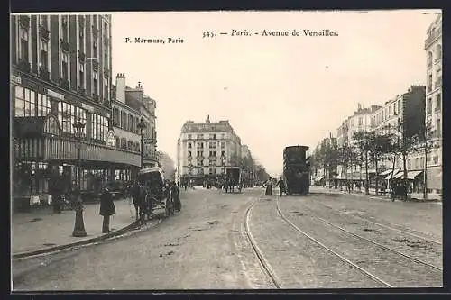 AK Paris, Avenue de Versailles, Strassenbahn