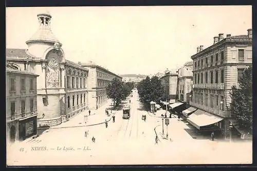AK Nimes, Le Lycée, Strassenbahn