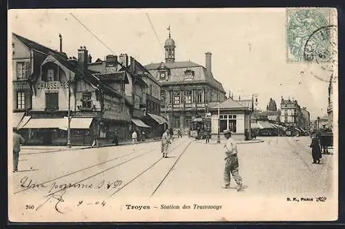 AK Troyes, Station des Tramways, Strassenbahn