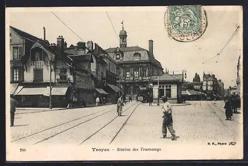 AK Troyes, Station des Tramways, Strassenbahn