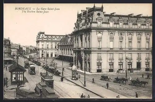 AK Bordeaux, La Gare Saint-Jean, Strassenbahn