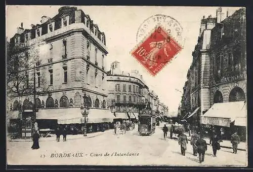 AK Bordeaux, Cours de l`Intendance, Strassenbahn