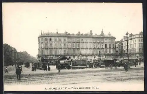 AK Bordeaux, Place Richelieu, Strassenbahn