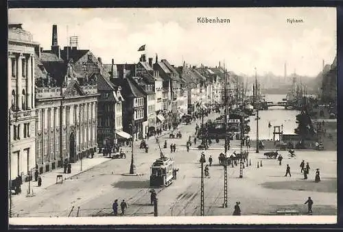 AK Köbenhavn, Nyhavn, Strassenbahn