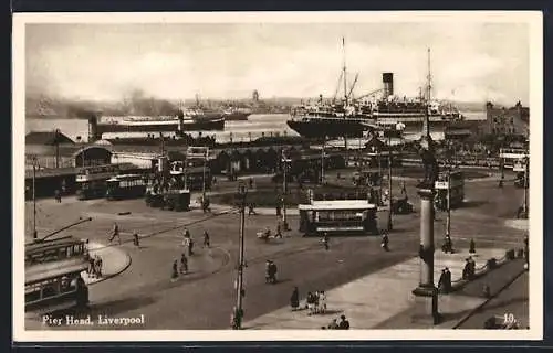 AK Liverpool, Pier Head, Strassenbahn