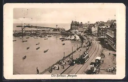 AK Margate, The Harbour, Strassenbahn