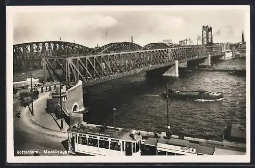 AK Rotterdam, Maasbruggen, Strassenbahn