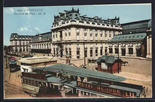 AK Bordeaux, La Gare du Midi mit Strassenbahnstation