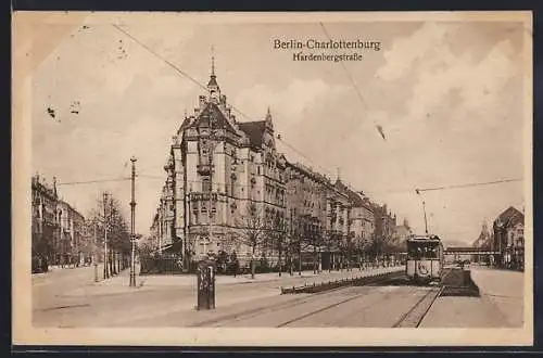 AK Berlin-Charlottenburg, Hardenbergstrasse mit Strassenbahn