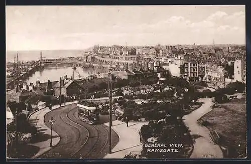 AK Ramsgate, General View, Strassenbahn