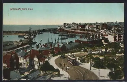 AK Ramsgate, View from the East, Strassenbahn