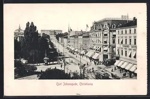 AK Christiania, Carl Johansgade, Strassenbahn