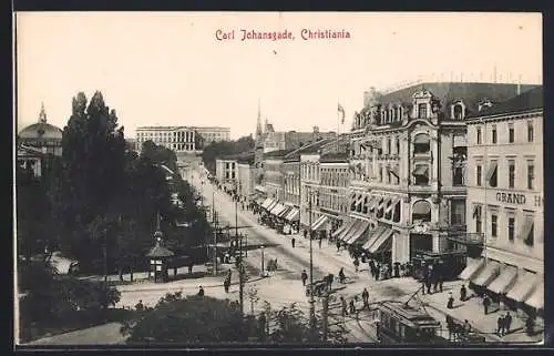 AK Christiania, Carl Johansgade, Strassenbahn