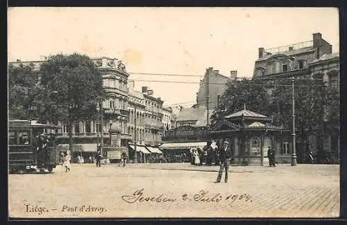 AK Liége, Pont d`Avroy, Strassenbahn