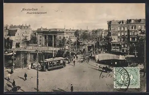 AK Amsterdam, Haarlemmerpoort, Strassenbahn