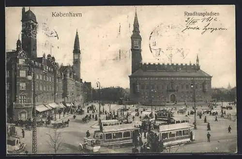 AK Kobenhavn, Raadhuspladsen, Strassenbahn