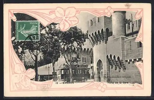 Präge-AK Avignon, Porte de la Gare, Strassenbahn