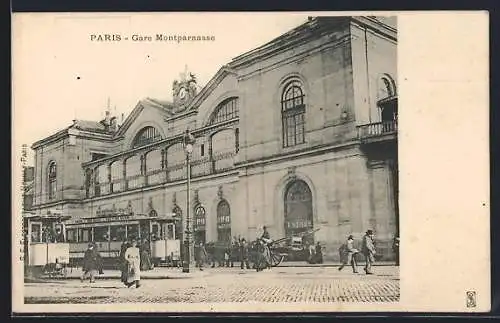 AK Paris, Gare Montparnasse, Strassenbahn