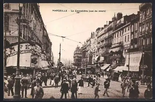 AK Marseille, Le Cannebière, Strassenbahn