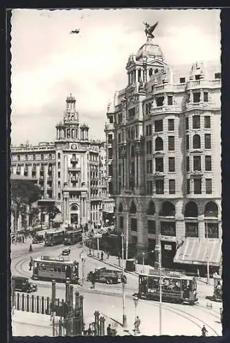 AK Valencia, Chaflán calles Játva y Marques de Sotelo, Strassenbahn