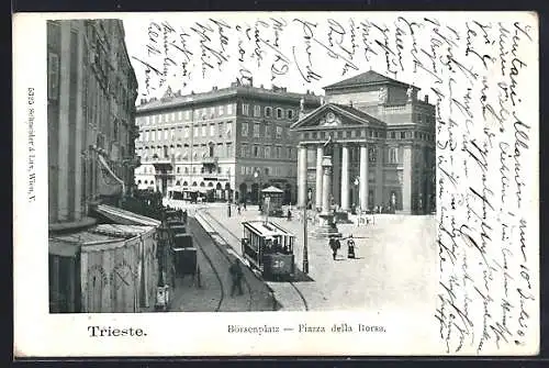 AK Trieste, Börsenplatz mit Strassenbahn