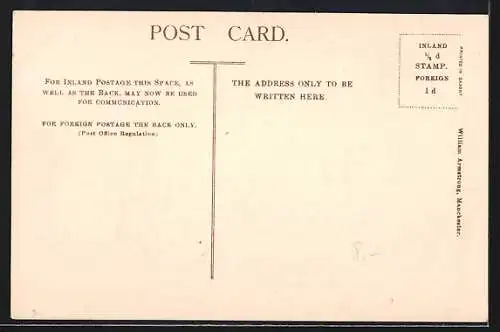 AK Manchester, Cathedral and Cromwell Monument, people, coaches and tramways