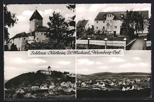 AK Wernberg /Opf., Partie vom Kurheim St. Micheal, Ortsansicht vom Hügel