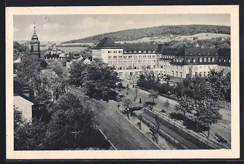 AK Oberschlema im Sächs. Erzgeb., Kurhaus, Kurhotel und Kirche