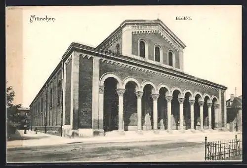 AK München, Strassenpartie an der Basilika, St. Bonifaz
