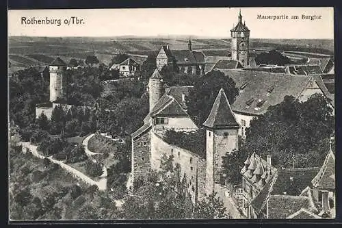 AK Rothenburg o. Tbr., Mauerpartie am Burgtor