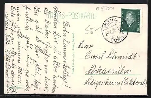 AK Pirna a. d. Elbe, Ortsansicht vom Elbeufer