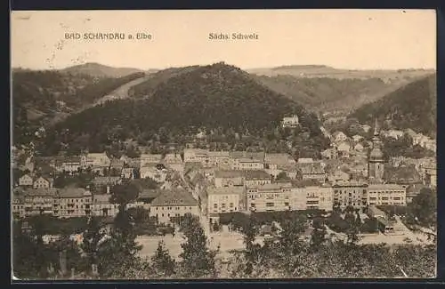 AK Bad Schandau a. Elbe, Blick auf den Ort