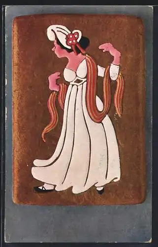 AK Lebkuchen mit Frau in weissem Kleid