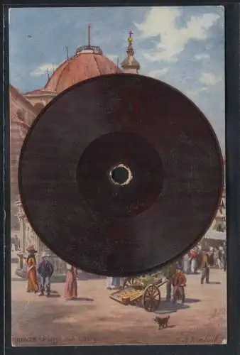 Künstler-AK Firenze, Piazza San Lorenzo, Schallplatte