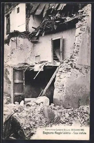 AK Bagnara Calabra, Casa crollata, Terremoto 1908, Erdbeben