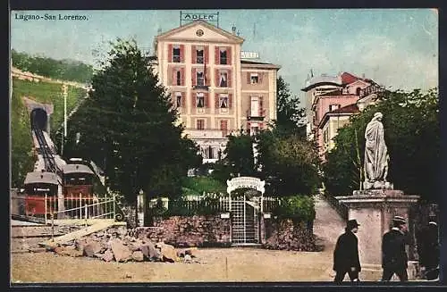 AK Lugano, Hotel Adler, Bergbahn, San Lorenzo