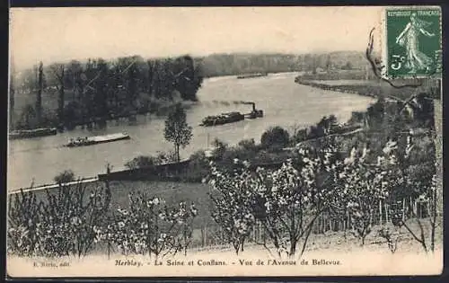AK Herblay, La Seine et Conflans, Vue de l`Avenue de Bellevue