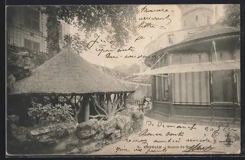 AK Enghien, Source du Roy mit Pavillon und Strohhütte