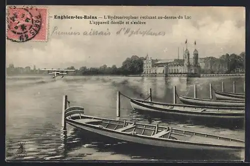 AK Enghien-les-Bains, L`hydroaéroplane évoluant au-dessus du lac