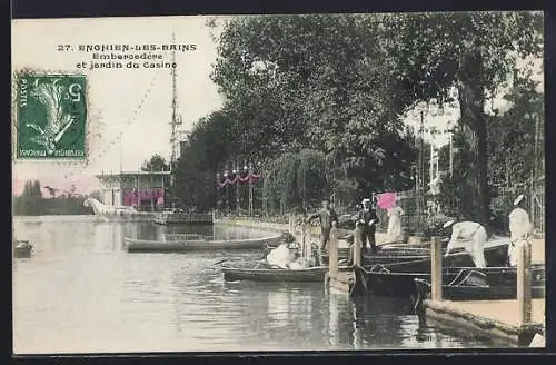 AK Enghien-les-Bains, Embarcadère et jardin du Casino