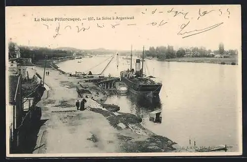 AK Argenteuil, La Seine pittoresque avec bateau et quai animés