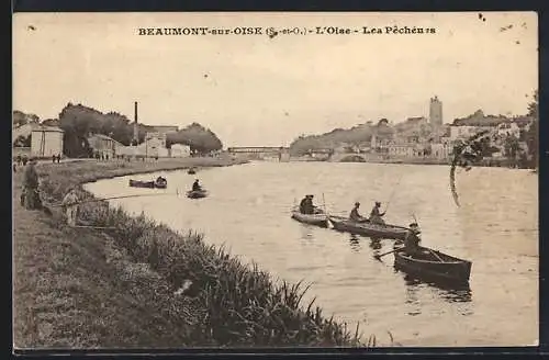 AK Beaumont-sur-Oise, L`Oise, Les Pêcheurs